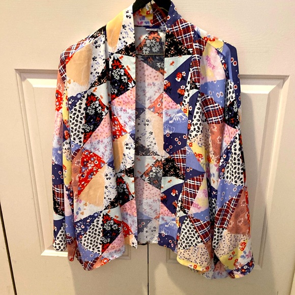 Gap patchwork look short kimono with side seam pockets - Picture 1 of 7